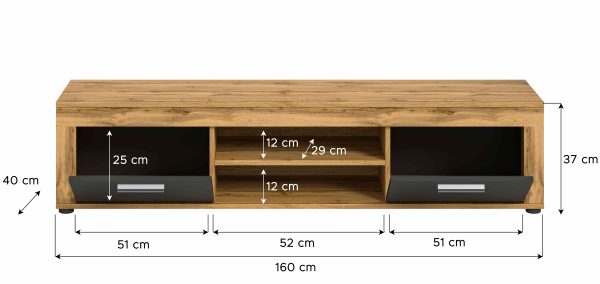 Jam Lowboard grijs melamine Wotan Eiken NB - Afbeelding 4
