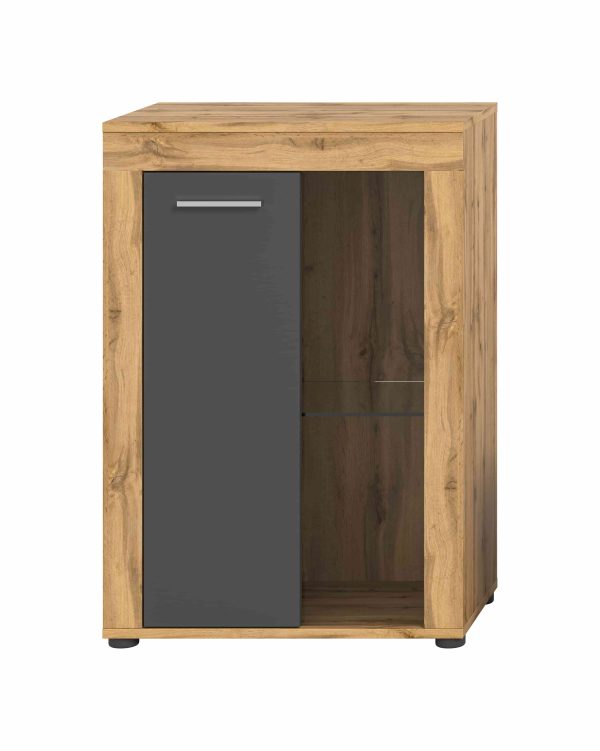 Jam hang/staande vitrinekast grijs melamine Wotan Eiken NB - Afbeelding 2