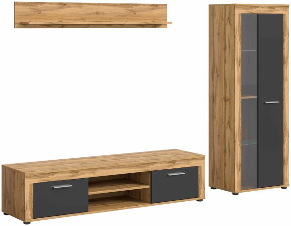Jam woonkamercombinatie grijs melamine Wotan eiken NB