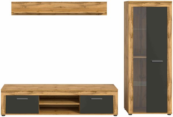 Jam woonkamercombinatie grijs melamine Wotan eiken NB - Afbeelding 2
