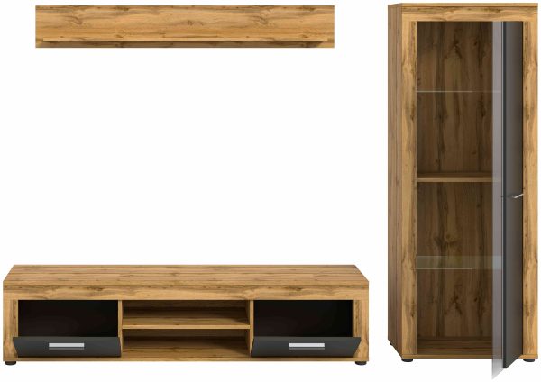Jam woonkamercombinatie grijs melamine Wotan eiken NB - Afbeelding 3