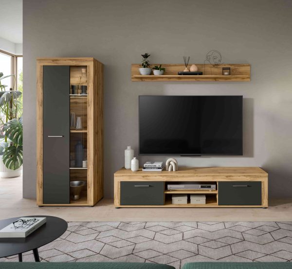 Jam woonkamercombinatie grijs melamine Wotan eiken NB - Afbeelding 6
