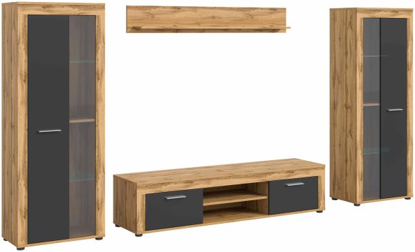 Jam woonkamercombinatie grijs melamine Wotan eiken NB