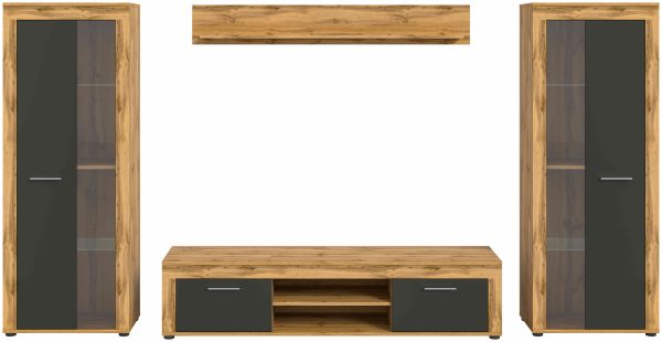 Jam woonkamercombinatie grijs melamine Wotan eiken NB - Afbeelding 2
