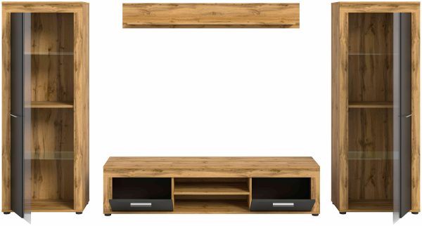 Jam woonkamercombinatie grijs melamine Wotan eiken NB - Afbeelding 3