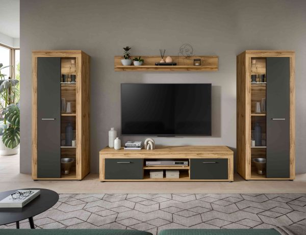 Jam woonkamercombinatie grijs melamine Wotan eiken NB - Afbeelding 6