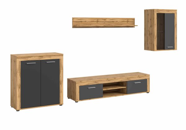 Jam woonkamercombinatie grijs melamine Wotan eiken NB