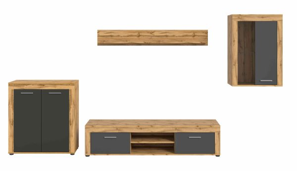 Jam woonkamercombinatie grijs melamine Wotan eiken NB - Afbeelding 2