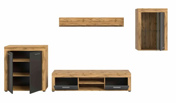 Jam woonkamercombinatie grijs melamine Wotan eiken NB - Afbeelding 3