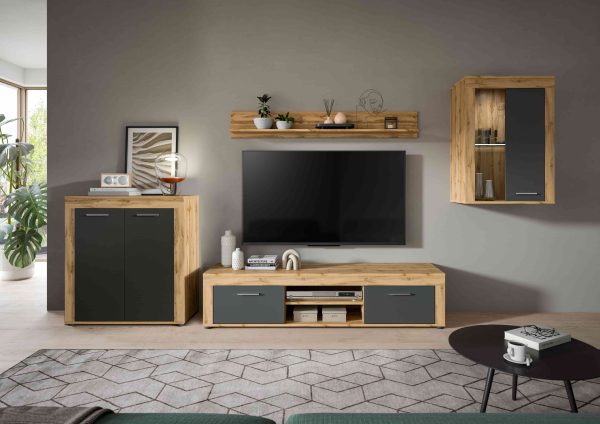 Jam woonkamercombinatie grijs melamine Wotan eiken NB - Afbeelding 6