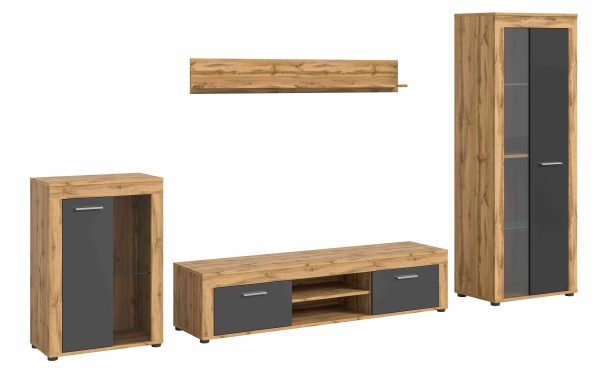 Jam woonkamercombinatie grijs melamine Wotan eiken NB
