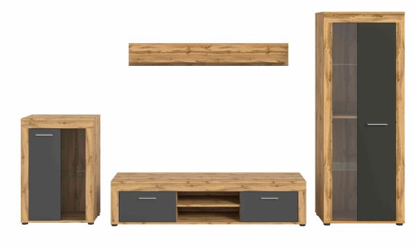 Jam woonkamercombinatie grijs melamine Wotan eiken NB - Afbeelding 2