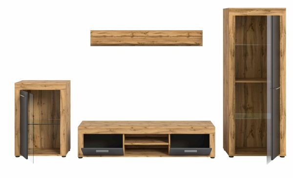 Jam woonkamercombinatie grijs melamine Wotan eiken NB - Afbeelding 3