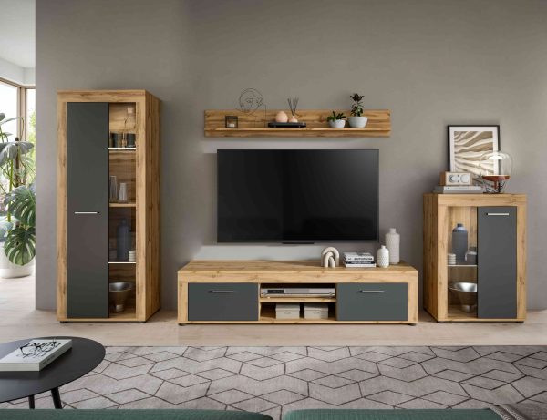 Jam woonkamercombinatie grijs melamine Wotan eiken NB - Afbeelding 6