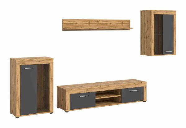 Jam woonkamercombinatie grijs melamine Wotan eiken NB