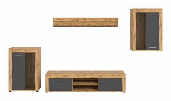 Jam woonkamercombinatie grijs melamine Wotan eiken NB - Afbeelding 2