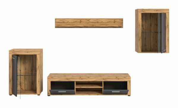Jam woonkamercombinatie grijs melamine Wotan eiken NB - Afbeelding 3