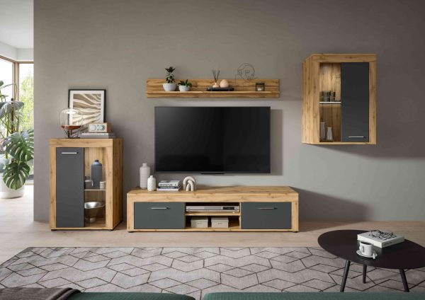 Jam woonkamercombinatie grijs melamine Wotan eiken NB - Afbeelding 6