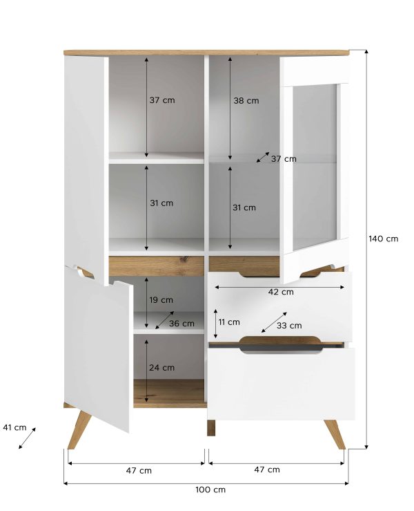 Stockholm highboard wit NB Nox Eiken NB - Afbeelding 4