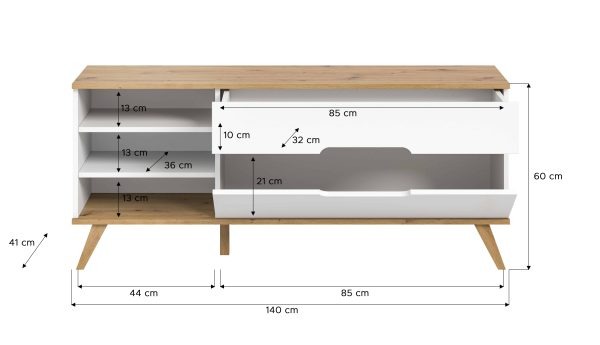 Stockholm Lowboard wit NB Nox Eiken NB - Afbeelding 4