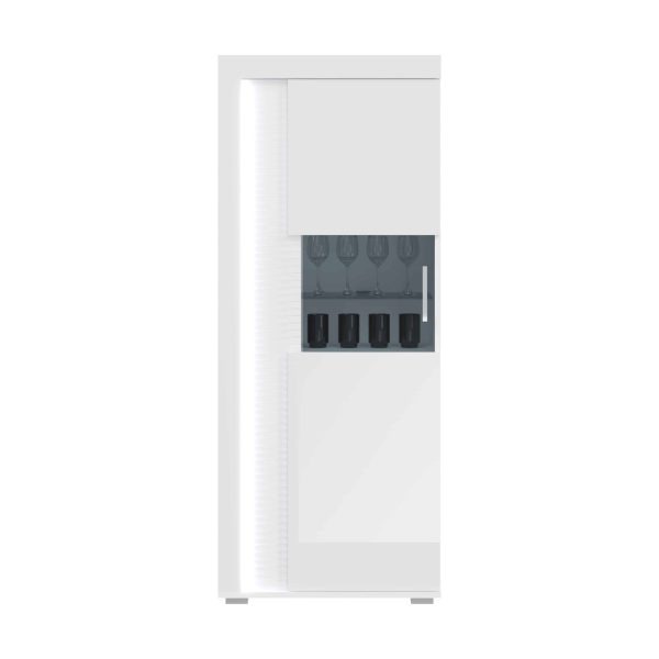 Vitrinekast met lichtkoepel L/R wit hoogglans MDF TZ Pasol grijs NB - Afbeelding 2
