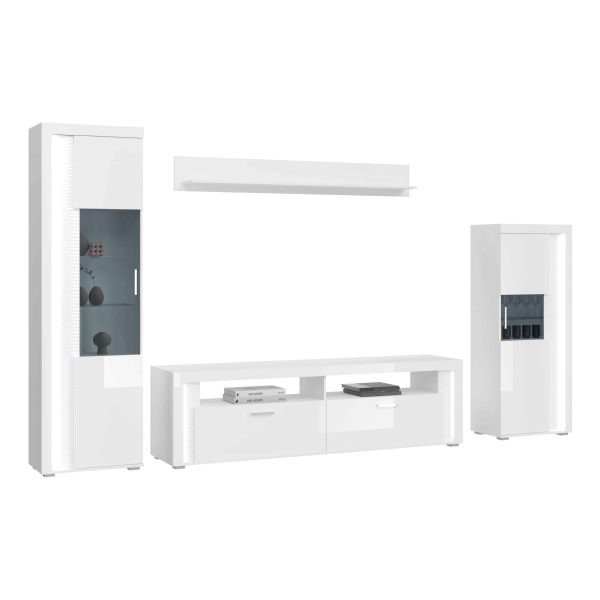 Dakraam woonkamercombinatie wit hoogglans MDF TZ Pasol grijs NB