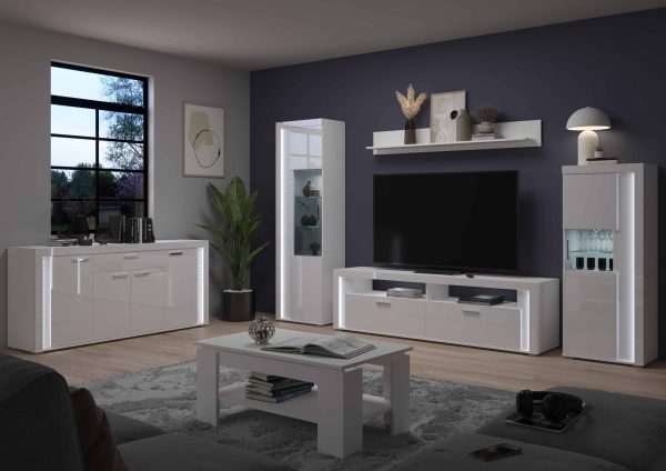 Dakraam woonkamercombinatie wit hoogglans MDF TZ Pasol grijs NB - Afbeelding 10