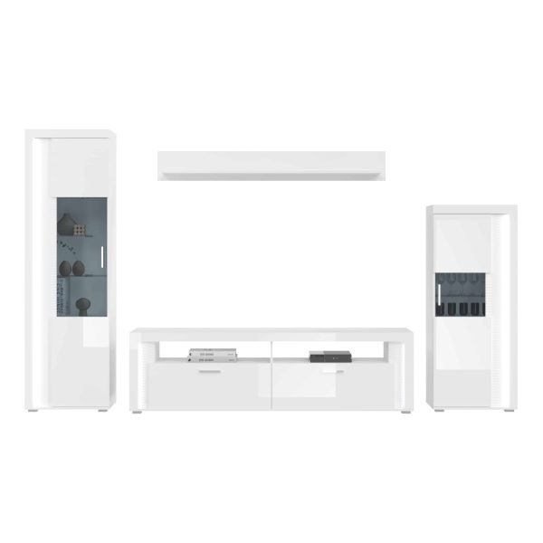 Dakraam woonkamercombinatie wit hoogglans MDF TZ Pasol grijs NB - Afbeelding 2