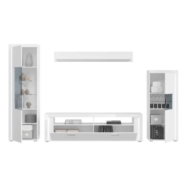 Dakraam woonkamercombinatie wit hoogglans MDF TZ Pasol grijs NB - Afbeelding 3