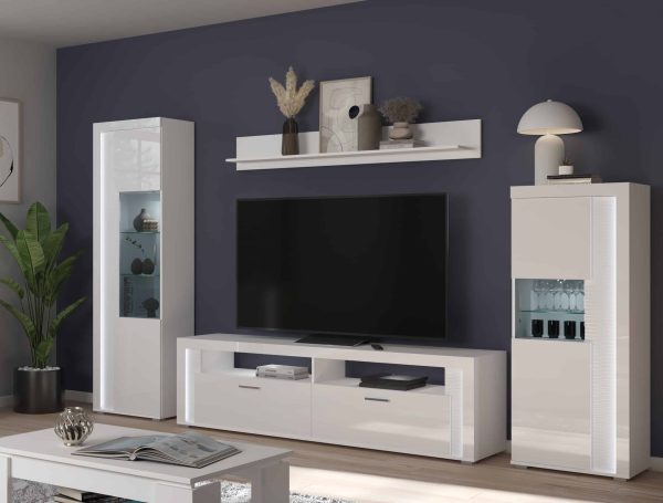 Dakraam woonkamercombinatie wit hoogglans MDF TZ Pasol grijs NB - Afbeelding 6