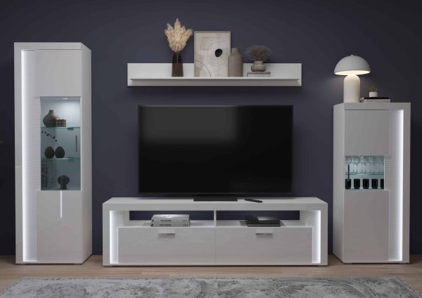 Dakraam woonkamercombinatie wit hoogglans MDF TZ Pasol grijs NB - Afbeelding 7