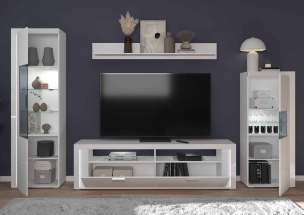 Dakraam woonkamercombinatie wit hoogglans MDF TZ Pasol grijs NB - Afbeelding 8