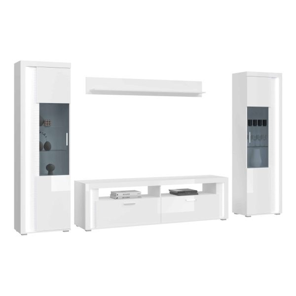 Dakraam woonkamercombinatie wit hoogglans MDF TZ Pasol grijs NB