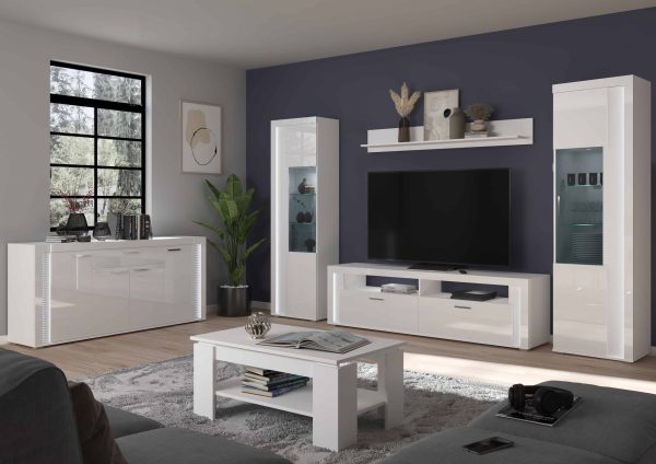 Dakraam woonkamercombinatie wit hoogglans MDF TZ Pasol grijs NB - Afbeelding 9