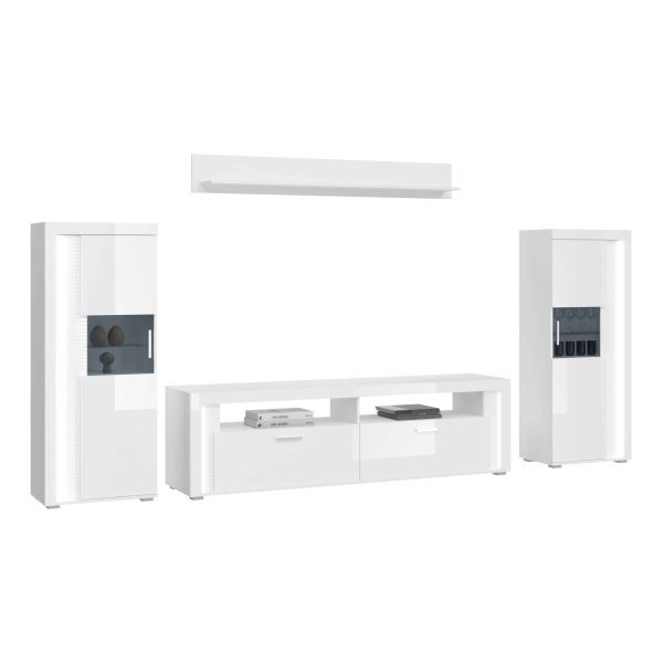 Dakraam woonkamercombinatie wit hoogglans MDF TZ Pasol grijs NB