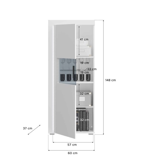 Dakraam woonkamercombinatie wit hoogglans MDF TZ Pasol grijs NB - Afbeelding 3