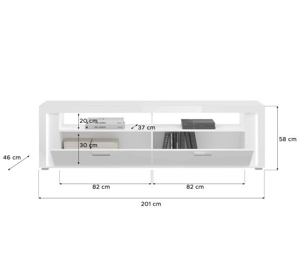 Dakraam woonkamercombinatie wit hoogglans MDF TZ Pasol grijs NB - Afbeelding 5