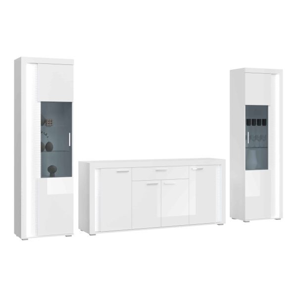 Dakraam woonkamercombinatie wit hoogglans MDF TZ Pasol grijs NB