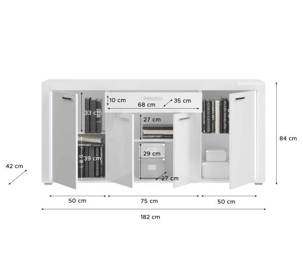 Dakraam woonkamercombinatie wit hoogglans MDF TZ Pasol grijs NB - Afbeelding 5