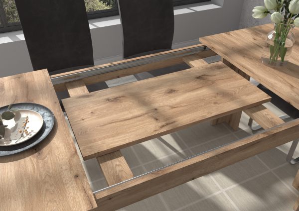 Titan uitschuifbare eettafel 160/200 Nox Eiken NB - Afbeelding 8